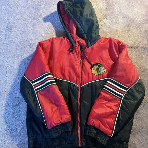 Vintage 90s Chicago Blackhawks Puffer Jacket - Picture 1 of 5